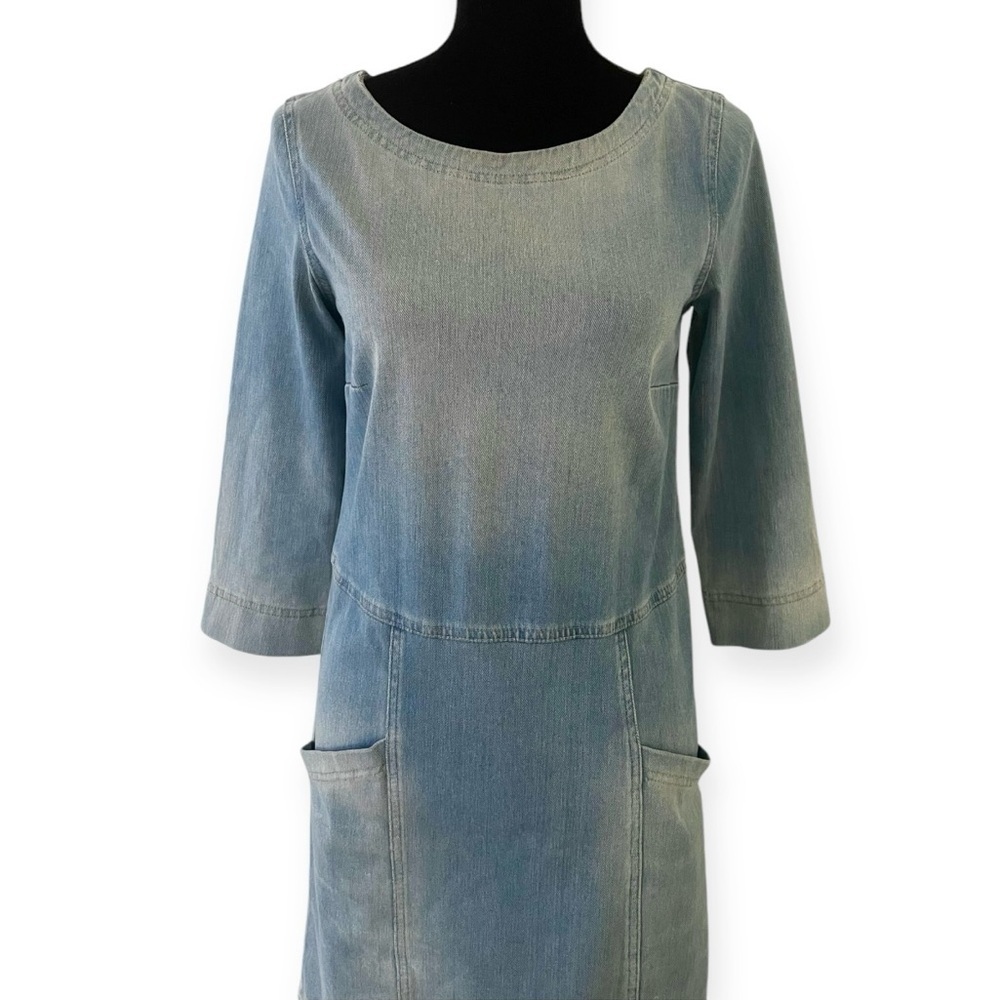 Anthropologie Adriano Goldschmied Dreamknit Cocoon denim a-line dress blue S - Picture 4 of 8